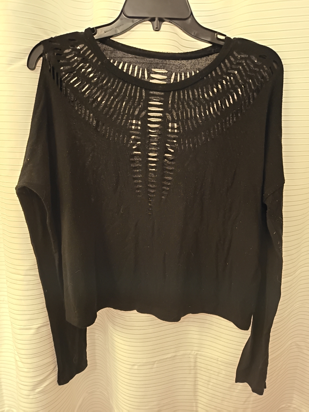 Classic Black Long-Sleeve Cutout Knit Top